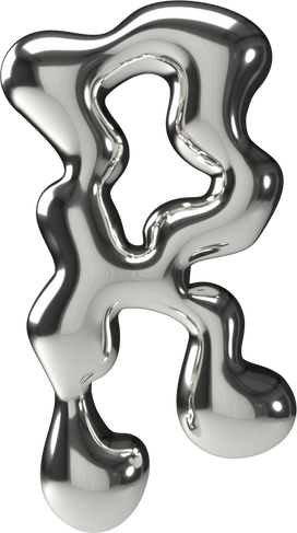 3D Silver Chrome Letter R