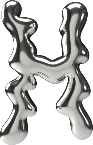 3D Silver Chrome Letter H