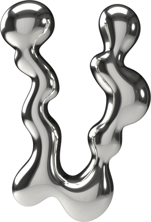3D Silver Chrome Letter U