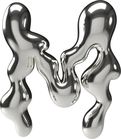 3D Silver Chrome Letter M